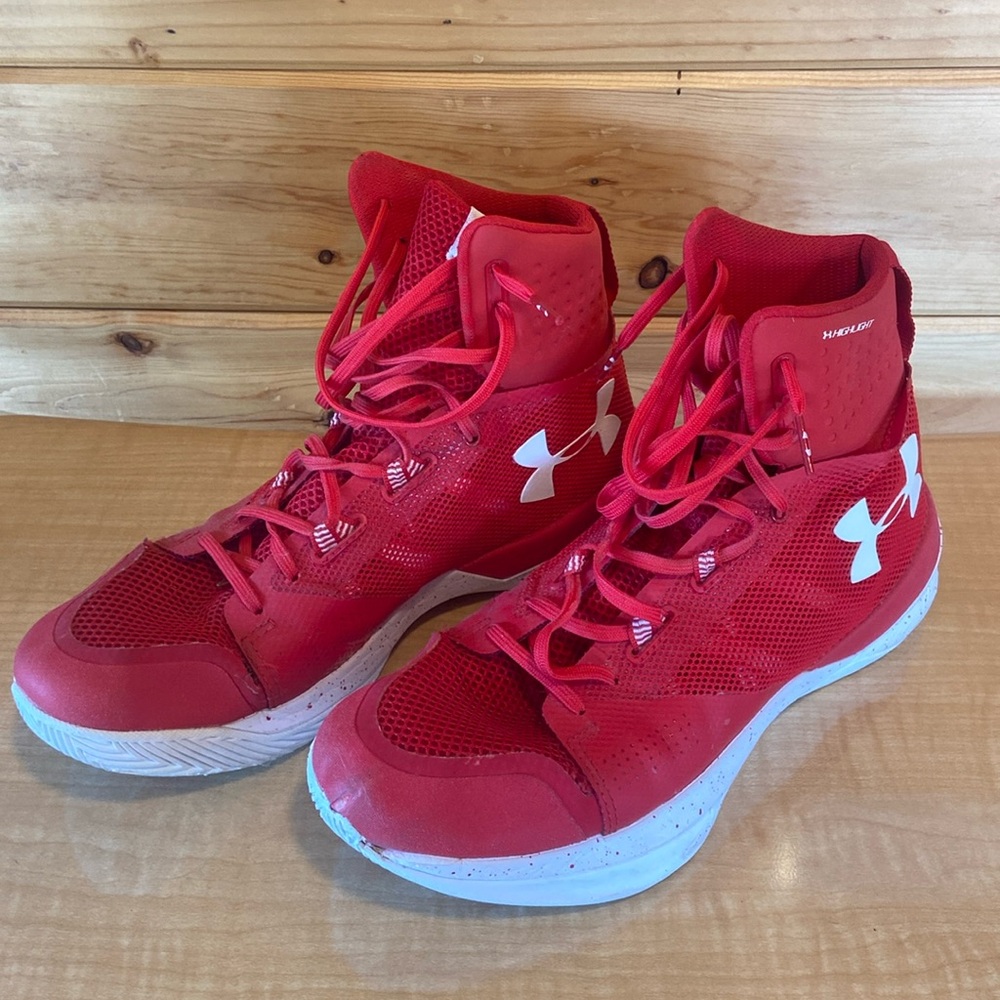 Red UnderArmour Basketball Shoes